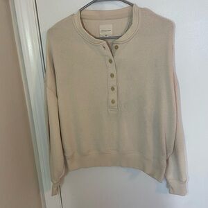 American Eagle Size Small Oversize Beige Button-Up Sweater